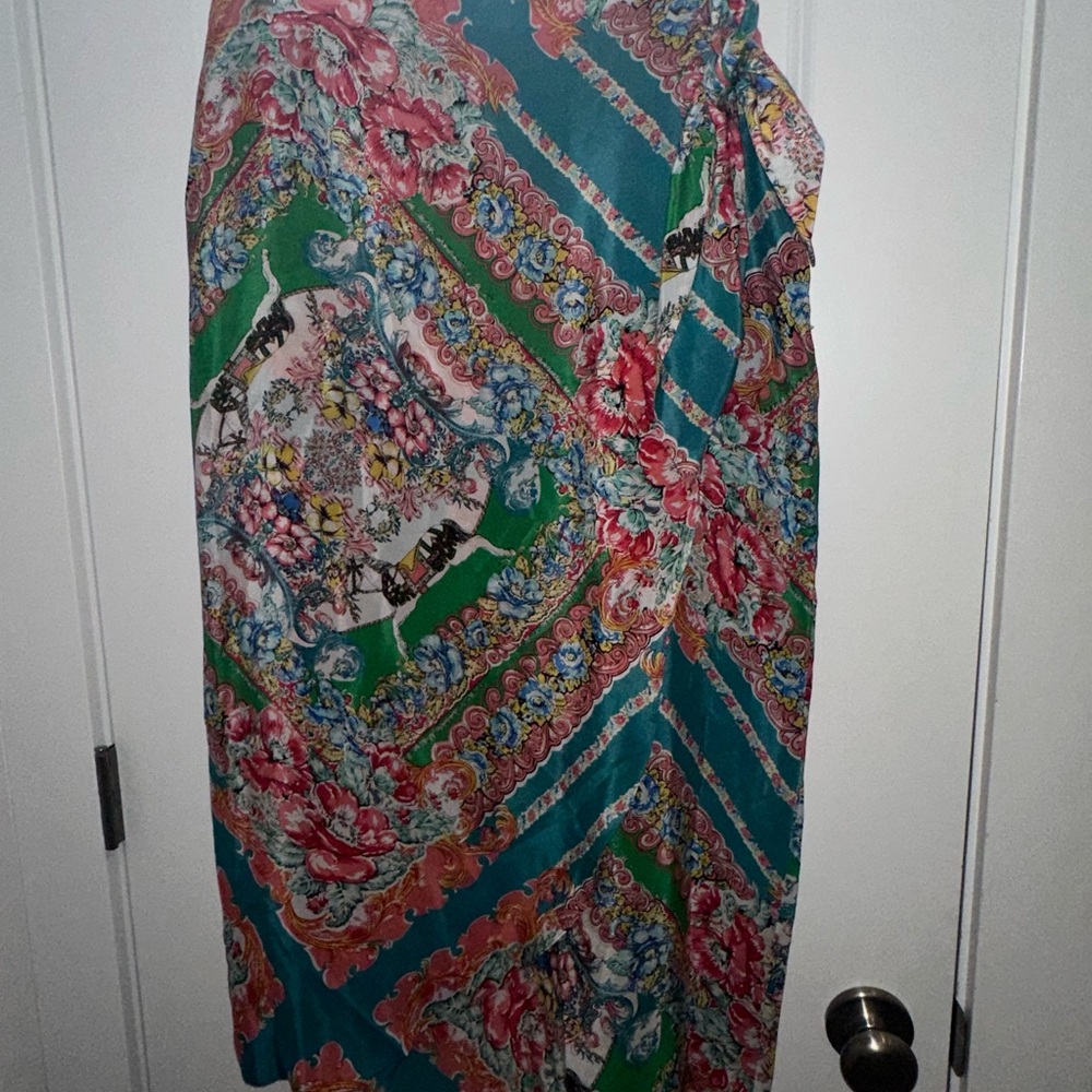 Anthropologie Maeve Teal and Pink Floral Skirt